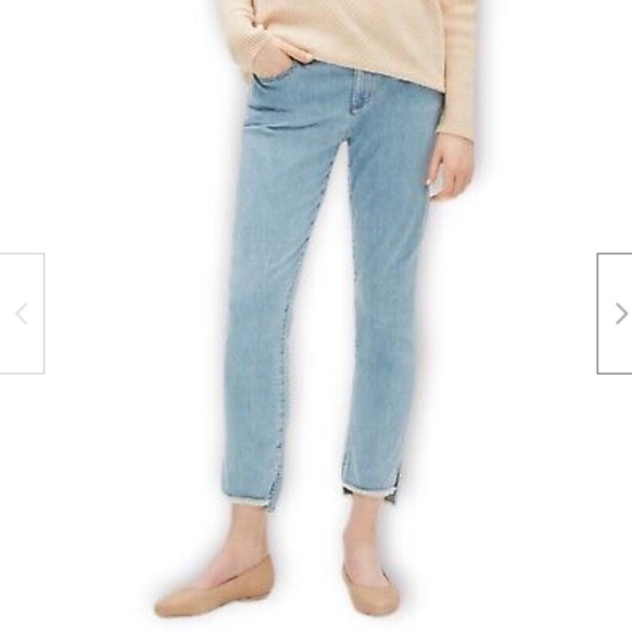 Eileen Fisher Denim - Eileen Fisher Slim Ankle Jeans  Raw Step Hem Stretch Light Wash Frost NWT